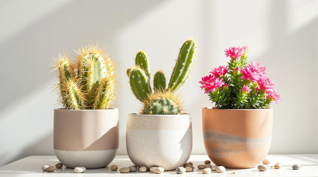 Beginner Friendly Cactus Arrangement in Neutral Tones