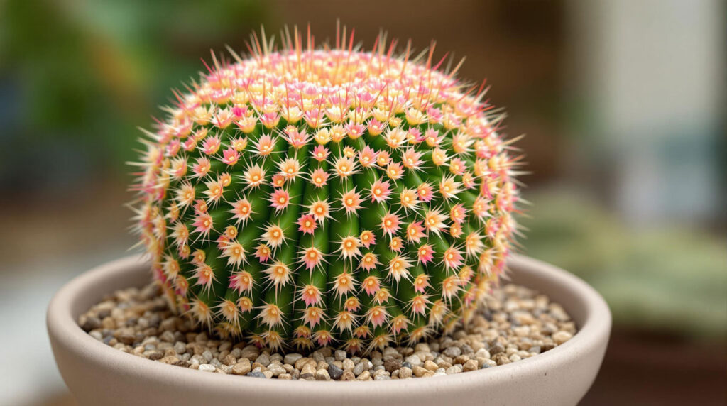 Densely Blooming Mammillaria Cactus in Full Glory