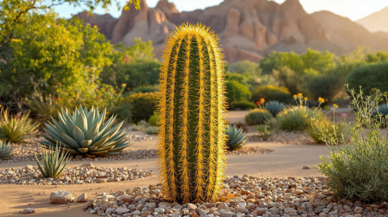 Euphorbia Ammak in a Golden Xeriscape Garden