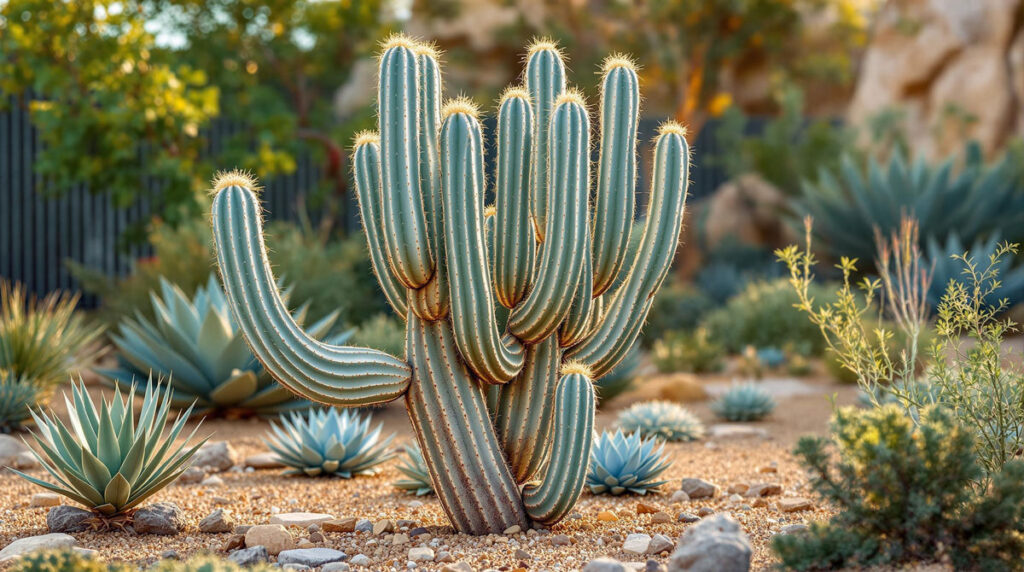 Mature Blue Myrtle Cactus in a Landscaped Garden