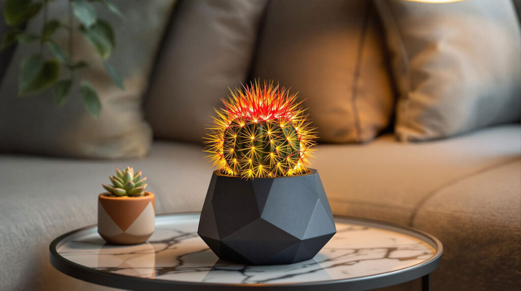 Moon Cactus on a Modern Side Table