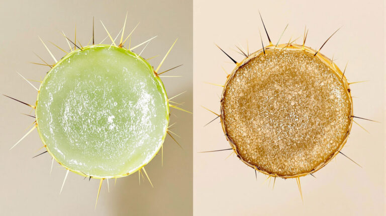 Visual Comparison of Fresh and Callused Cactus Cuttings